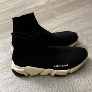 Balenciaga Men's Black and White Sock Sneakers